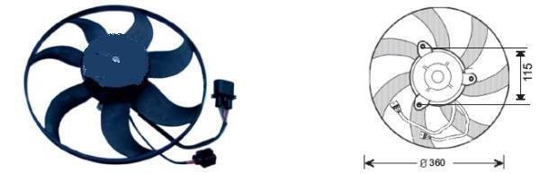  Fan Motoru Caddy 3 Golf 5 12V 360 Mm