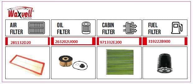  Filtre Set Hyundai Hyundai Accent Era,Tucson,Getz,I20,I30,Kia Cerato (Hava+Yağ+Polen+Yakıt) 1,5 Crdi,1,6 Crdi, 2,0 Crdi