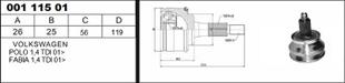 приводной вал, внешний мост, VW POLO IV (9N) 1.4 TDI SKODA FABIA 1.4 TDI
