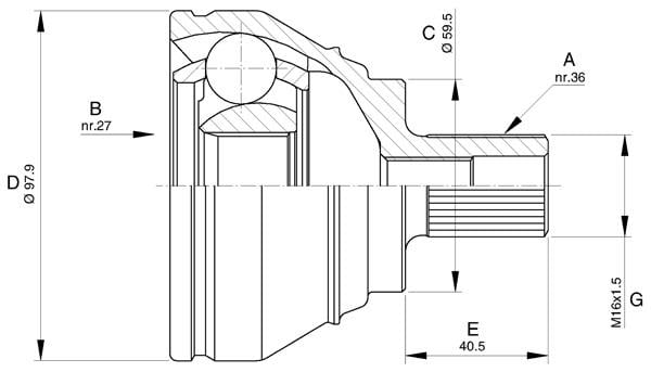  Gelenksatz, Antriebswelle, Außenachse, CADDYIII-GOLF V 36X27X59.5(304329)