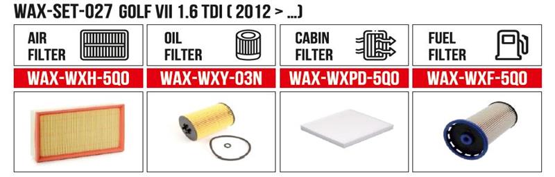  Filtre Set GOLF VII 1.6 TDI ( 2012 -) (Hava+Yağ+Polen+ Yakıt)