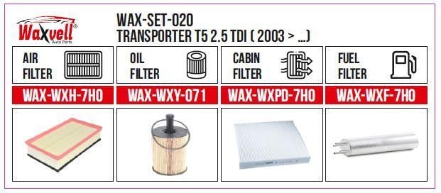  КОМПЛЕКТ ФИЛЬТРОВ TRANSPORTER T5 2.5 TDI ( 2003 -) (ВОЗДУХ+МАСЛО+КАБИН+ТОПЛИВО)