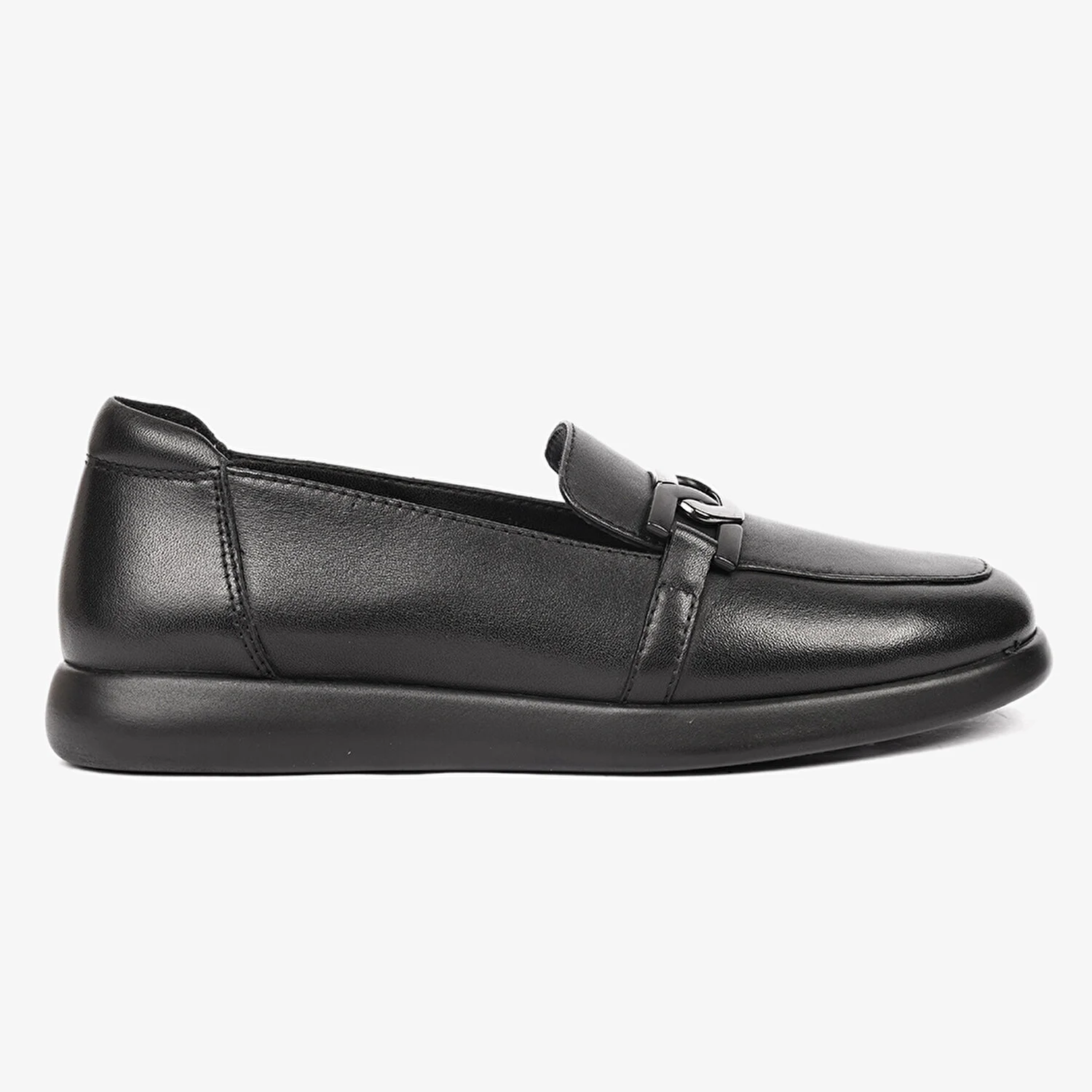 Greyder 32252 Kadın Siyah Hakiki Deri Loafer Ayakkabı