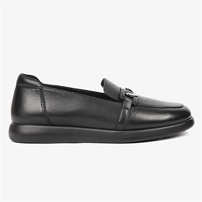 Greyder 32252 Kadın Siyah Hakiki Deri Loafer Ayakkabı