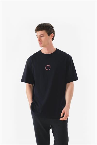 John Frank Lacivert Sail On Oversize Erkek T-Shirt