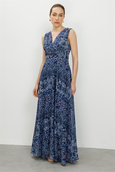 Mİ 82662 ELBİSE KURUVAZE BUZGULU KOLSUZ UZUN