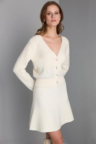 Join Us 2425W127 Kloş Mini Triko Etek