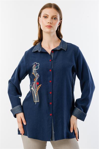 Mİ 86427 BLUZ-2557 YAKALI SAG GOGUS NAKISLI - GÖMLEK