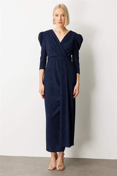 Mi 80071 Kruvaze Yaka Simli Elbise