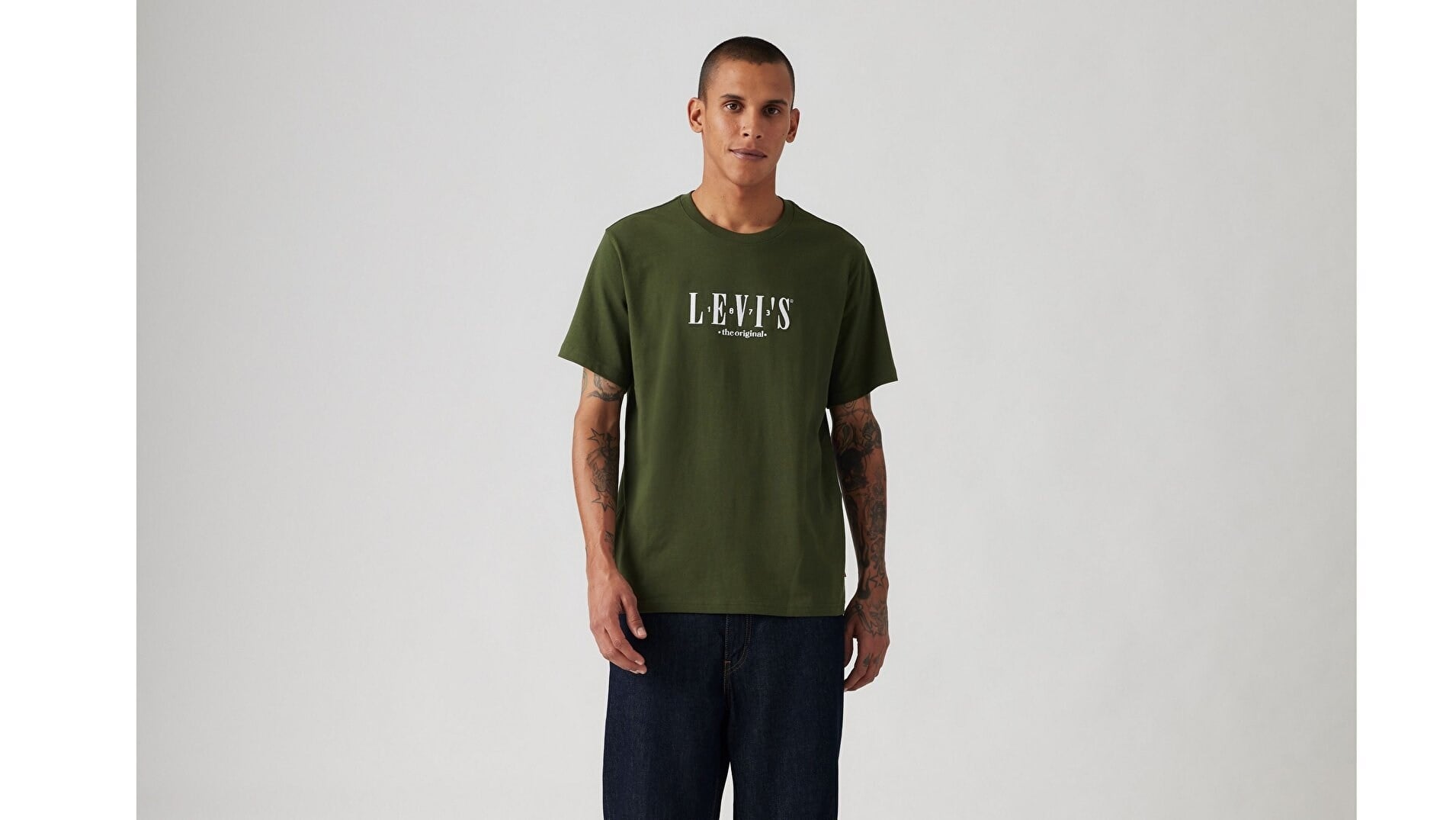 LSE_SS RELAXED FIT TEE SERIF LOGO KOMBUYEŞİL