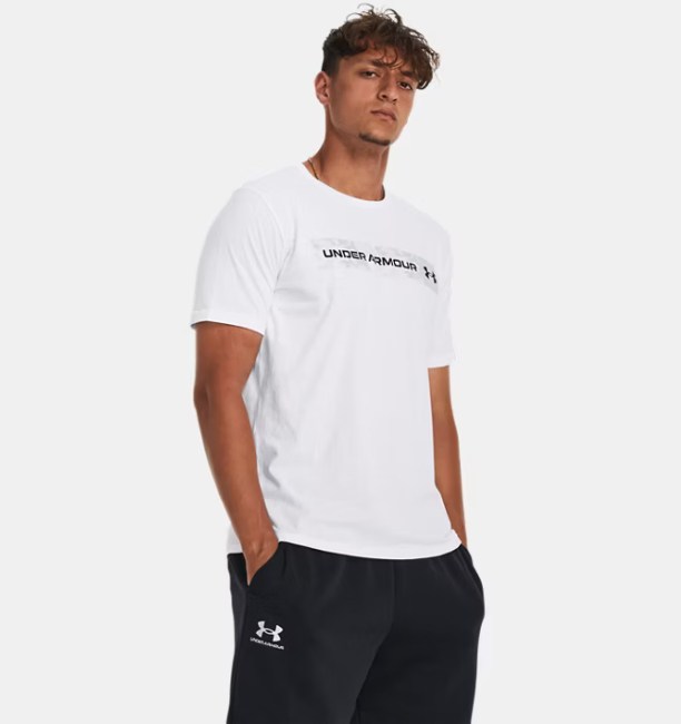 ERKEK UA CAMO CHEST STRIPE SSBeyaz