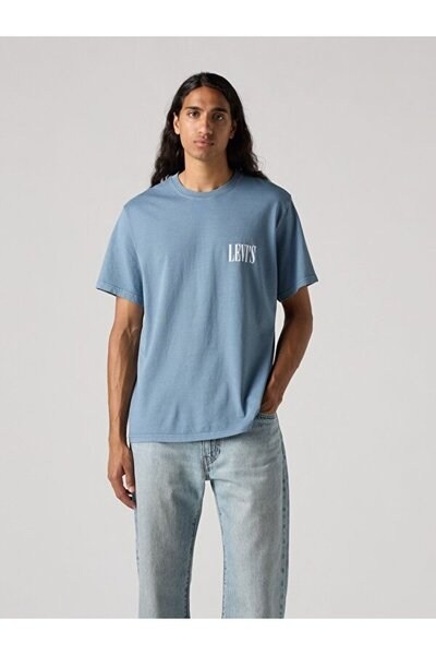 SS RELAXED FIT TEE SSNL SERIF LOGO STEAMAVİ