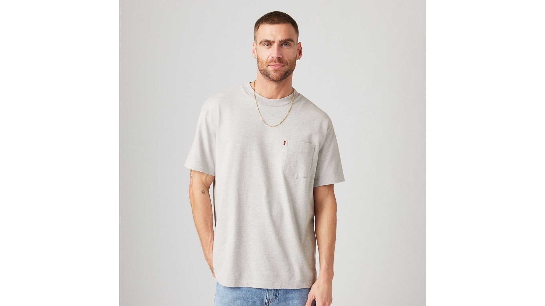 THE HW POCKET TEE LIGHT GRAY HTR BROS BGri