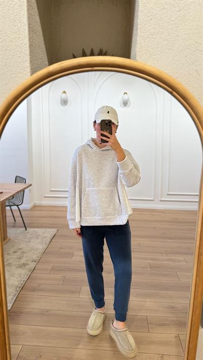  Ribanalı Cep Detaylı İndigo Eşofman Altı