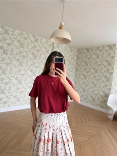Altı Büzgülü Bordo Tshirt