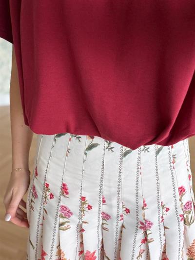 Altı Büzgülü Bordo Tshirt