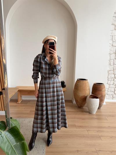 Alya Mavi Ekose Desen Gömlek