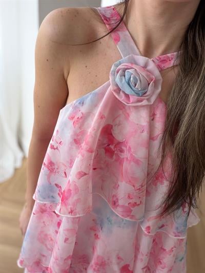 Amalfi Floral Desenli Kat Etekli Elbise