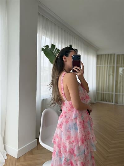 Amalfi Floral Desenli Kat Etekli Elbise