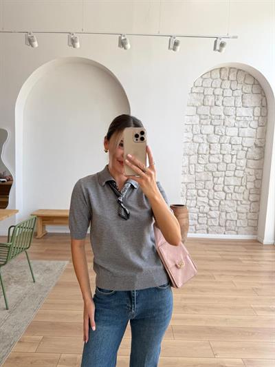 Alice Fularlı Gri Triko