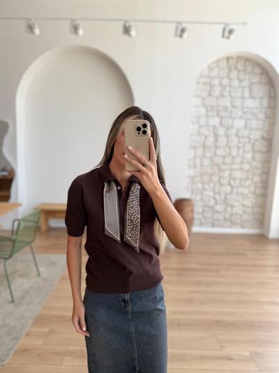Alice Fularlı Kahverengi Triko