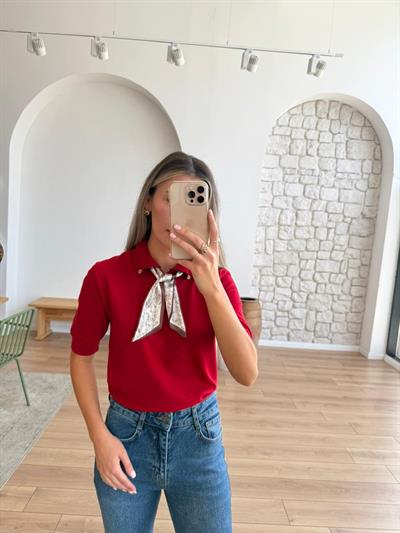 Alice Fularlı Kırmızı Triko