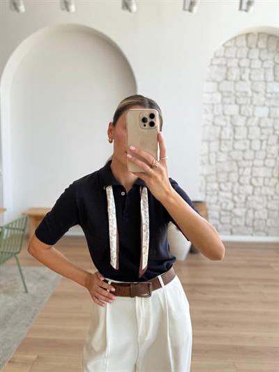 Alice Fularlı Lacivert Triko