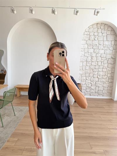Alice Fularlı Lacivert Triko