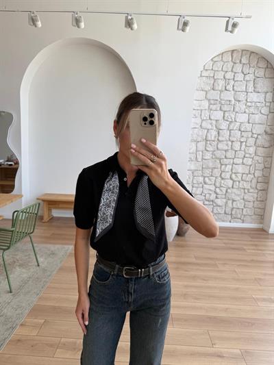 Alice Fularlı Siyah Triko