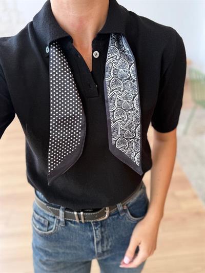 Alice Fularlı Siyah Triko