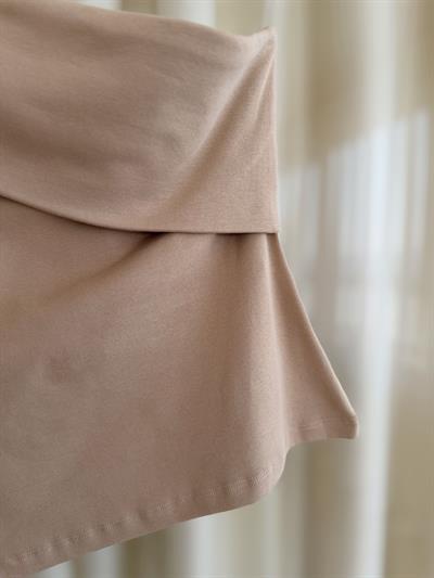 Asimetrik Kesim Bej Coton Bluz