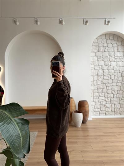 Balon Kol Kahverengi Triko