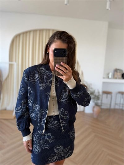 Baskılı Denim Ceket 