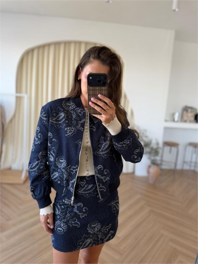 Baskılı Denim Ceket 