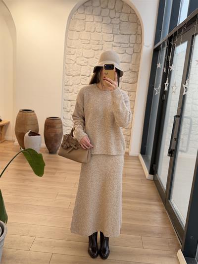 Bej Rengi Etek-Kazak Triko Takım