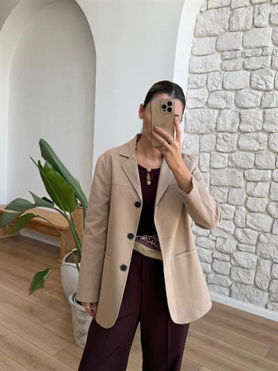 Bej Süet Blazer Ceket