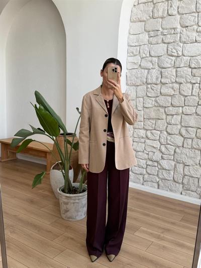 Bej Süet Blazer Ceket
