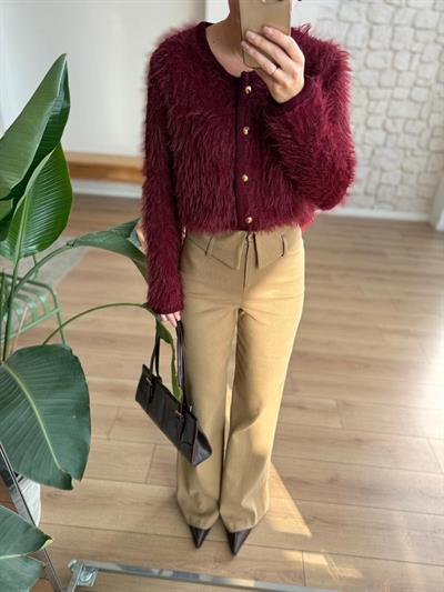 Bel Detaylı Camel Pantolon