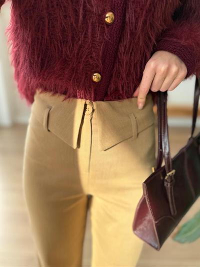Bel Detaylı Camel Pantolon