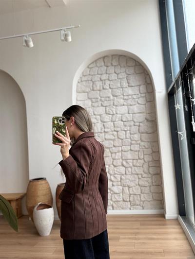 Bele Oturan Acı Kahve Süet Ceket