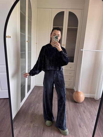 Beli Lastikli Antrasit Kadife Pantolon