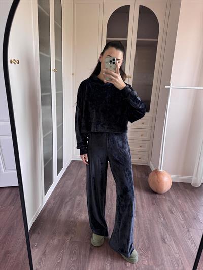 Beli Lastikli Antrasit Kadife Pantolon