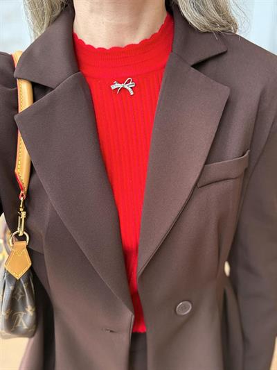 Beli Piliseli Acı Kahve Ceket-Pantolon Takım