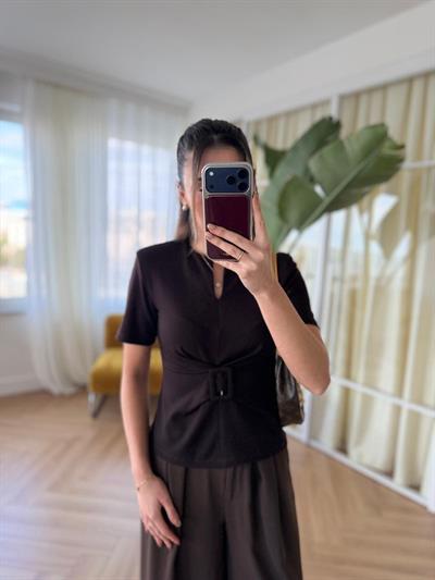 Beli Tokalı Acı Kahve Çelik Tshirt