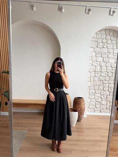 Betty Kemerli Gömlek Elbise Takım