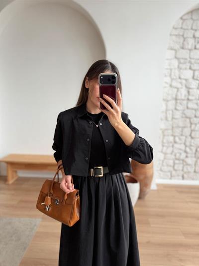 Betty Kemerli Gömlek Elbise Takım