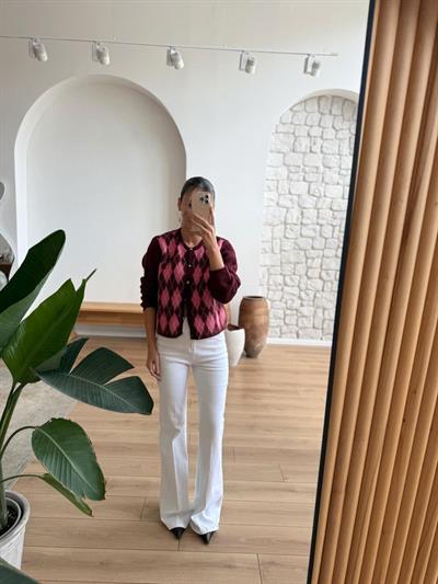 Beyaz İspanyol Paça Jean Pantolon