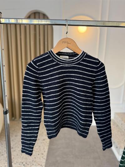 Bisiklet Yaka Çizgili Lacivert Kazak