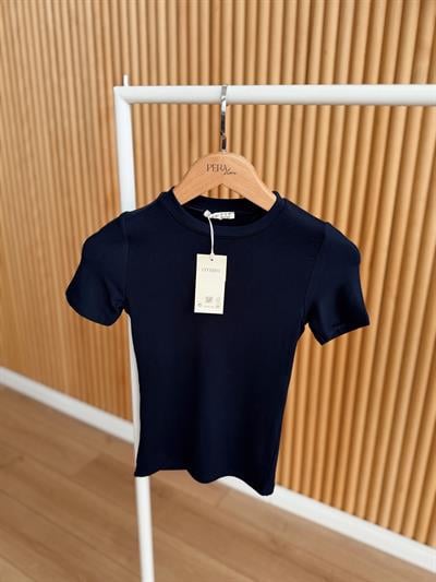 Bisiklet Yaka Kısa Kollu Lacivert Body