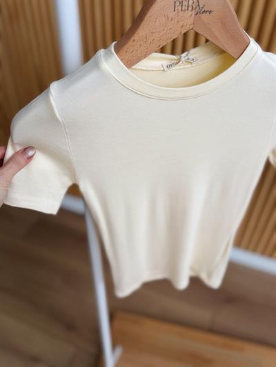 Bisiklet Yaka Kısa Kollu Sarı Body